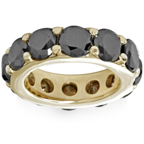 12 1/2ct Black Diamond Eternity Ring 14K Yellow Gold (Black, )