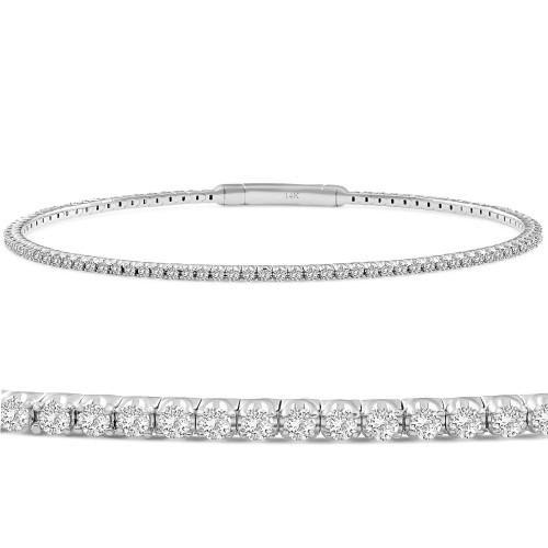 1Ct F/VS Diamond Flexible Oval Bangle Women's Bracelet 14k White Gold Lab Grown (F-G, VS) 1Ct F/VS Diamond Flexible Oval Bangle Women's Bracelet 14k White Gold Lab Grown (F-G, VS)