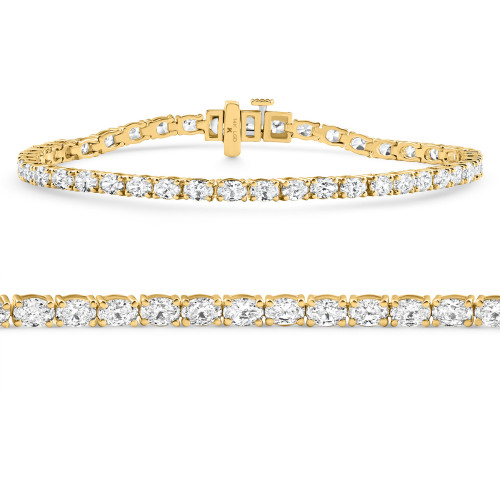 4.5Ct Oval Cut Diamond Tennis Bracelet 7" 14k Yellow Gold Lab Grown (E-F, VS)