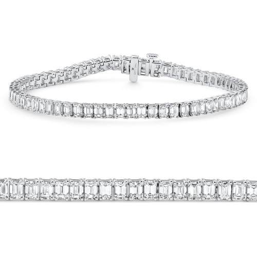 12.25Ct Emerald Cut Diamond Tennis Bracelet 7" 14k White Gold Lab Grown