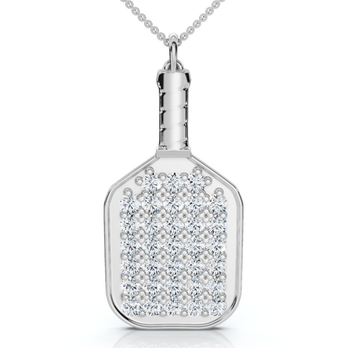 1Ct Diamond Studded Pickleball Paddle Pendant Necklace 10k Gold Lab Grown (E-F, VS)