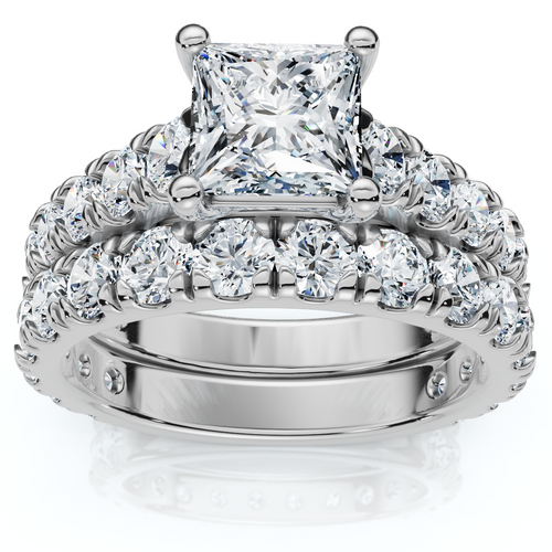 Certified 3Ct Princess Cut Diamond Engagement Ring Set 14k Gold Lab Grown (F-G, VS) Certified 3Ct Princess Cut Diamond Engagement Ring Set 14k Gold Lab Grown (F-G, VS)