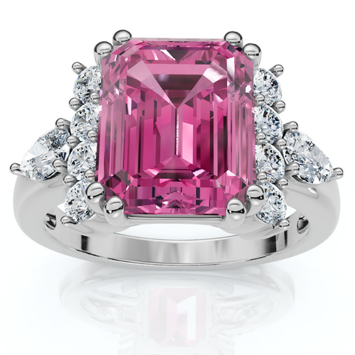 Pink Topaz 10x8mm Diamond Ring