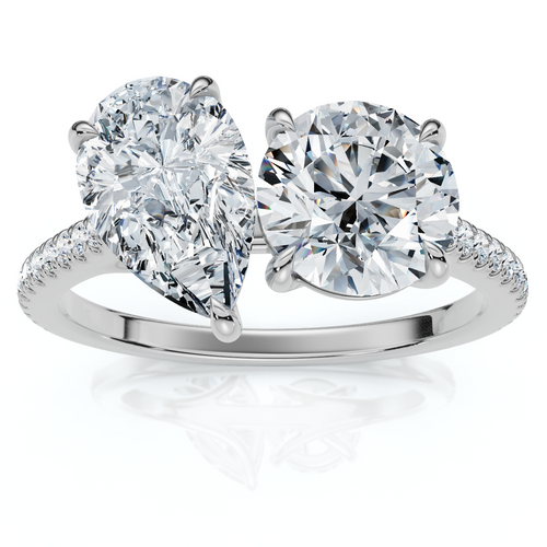 2 1/10Ct Toi Et Moi Pear and Round Diamond Ring 14k Gold or Platinum Lab Grown (E-F, VS)