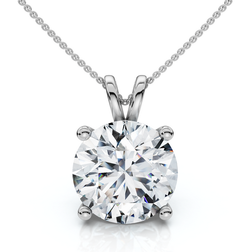 1Ct Solitaire Diamond Pendant 14k Gold Lab Grown 18" Necklace (E-F, VS)