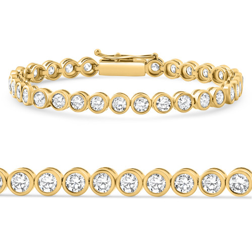 8Ct Bezel Diamond Tennis Bracelet Yellow Gold Lab Grown (E-F, VS)