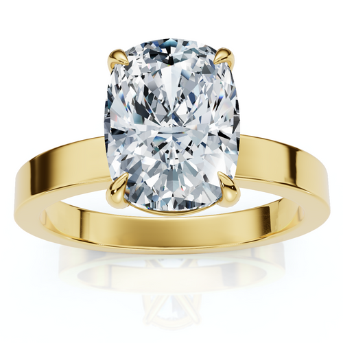 Certified 2Ct Cushion Diamond Cigar Band Engagement Ring 14k Gold Lab Grown (F-G, VS)