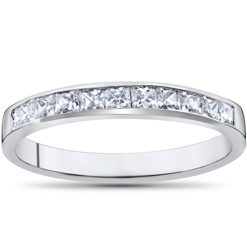 Princess Cut 1/2ct Diamond Wedding Anniversary 14K Ring White Gold (H-I, I1)