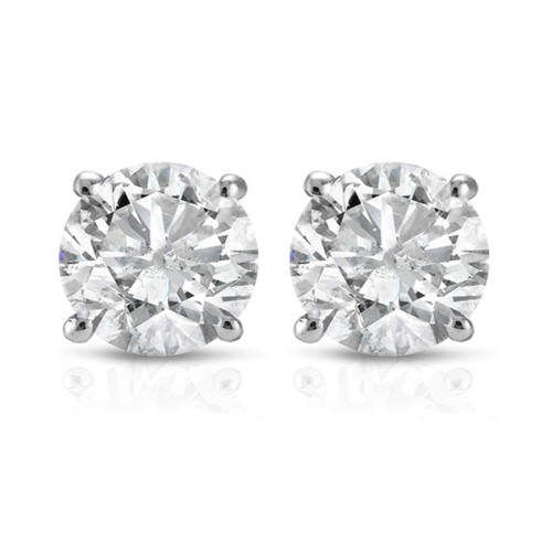 1 Ct TDW Round Cut 14K White or Yellow Gold Diamond Studs Earrings IGI Certified (I-J, I2-I3)