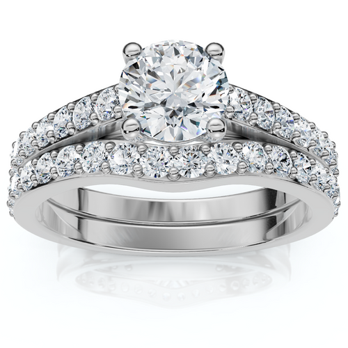 1Ct Jessi Diamond Engagement Wedding Ring Set 14k Gold Lab Grown (E-F, VS)