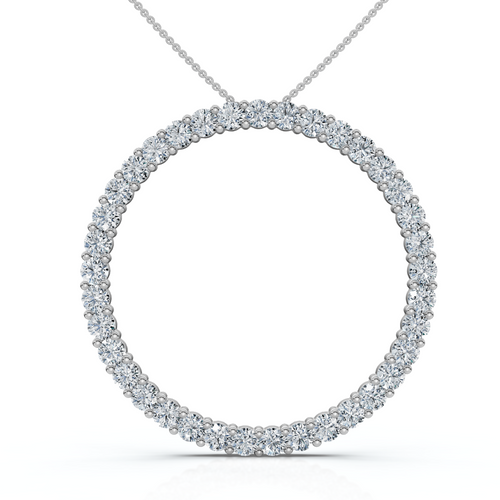 3Ct Circle Diamond Pendant 14k Gold Lab Grown EF/VS (E-F, VS)