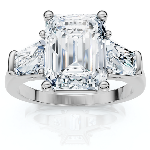 Certified 4Ct Randi Emerald Diamond Engagement Ring 14k Gold or PT Lab Grown (E-F, VS)