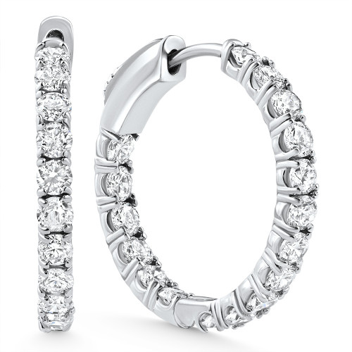 2.05Ct Diamond Inside Outside Hoops 14k Gold Women's Earrings Lab Grown 1" Tall (E-F, VS)