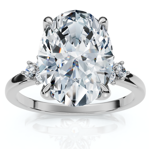 3 1/10Ct Oval Carlie Diamond Engagement Ring 14k Gold or Platinum Lab Grown (F-G, VS)