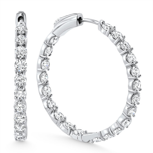 4 1/2Ct Diamond Inside Outside Hoops Gold Women's Earrings Lab Grown 1.25" Tall (E-F, VS)