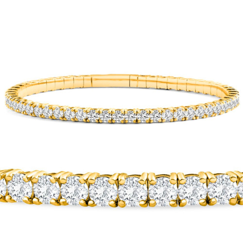 4Ct Diamond Flexible Oval Bangle Women's Bracelet 14k Yellow Gold Lab Grown (F-G, VS)
