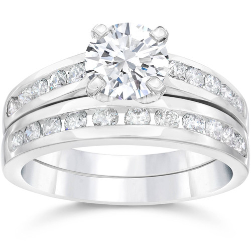 Certified 3Ct TW Diamond Engagement Wedding Ring Set 14k White Gold Lab Grown (G-H, VS2-SI1)