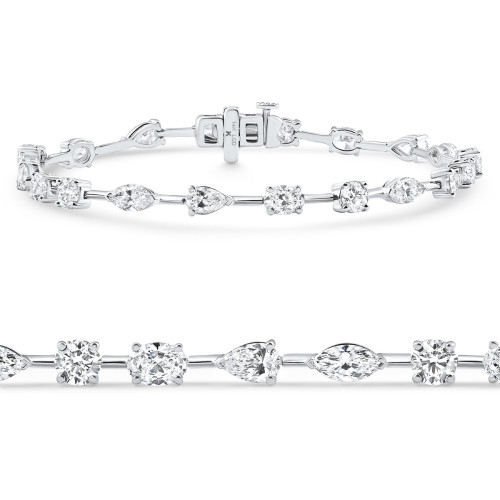 8Ct Mixed Cut Diamond Tennis Bracelet 7" 14k White Gold Lab Grown (E-F, VS)