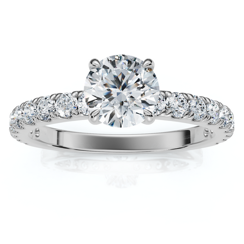 1Ct Pave Diamond Round Cut Engagement Ring Gold Lab Grown (F-G, VS)