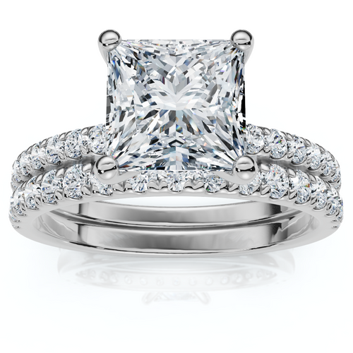 Certified 1.90Ct Princess Cut Diamond Engagement 14k Wedding Ring Set Lab Grown (F-G, VS)