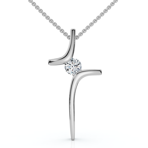 Diamond Cross Pendant Gold 18" Necklace 5/8" Tall Lab Grown (F-G, VS)