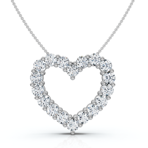 3Ct Diamond Heart Pendant 14k Gold Lab Grown 1" Tall 18" Necklace (F-G, VS)