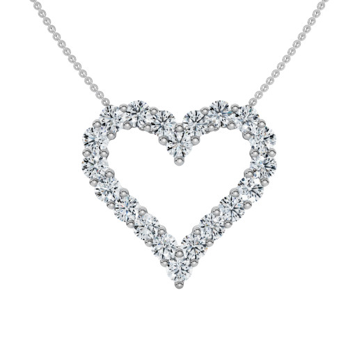 2Ct Diamond Heart Pendant 10k Gold Lab Grown 7/8" Tall Necklace (F-G, VS)