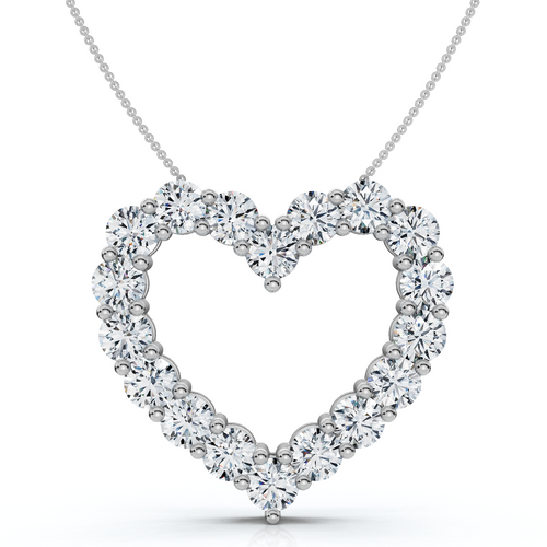 5Ct Diamond Heart Pendant 14k Gold Lab Grown 1 1/5" Tall 18" Necklace (F-G, VS)