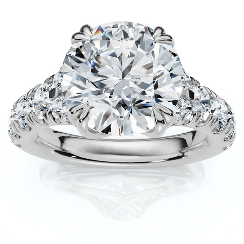 Certified 4Ct Vivian Diamond Engagement Round Diamond Ring 14k Gold Lab Grown (E-F, VS)