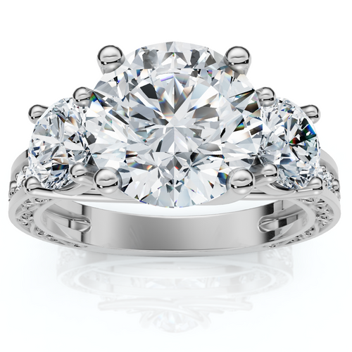 Certified 3.40Ct Round Cut Diamond Engagement Ring 14k Gold Lab Grown (F-G, VS2-SI1)