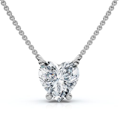 Certified 3Ct Heart Solitaire Diamond Pendant Necklace 14k Gold Lab Grown (G-H, VS)