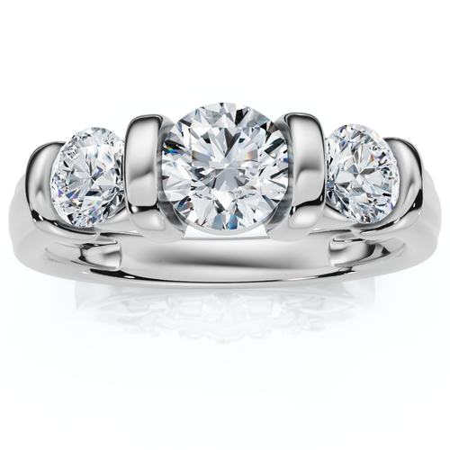 1ct 3-Stone Bar Set Engagement Ring 10K Lab Grown (F-G, VS)