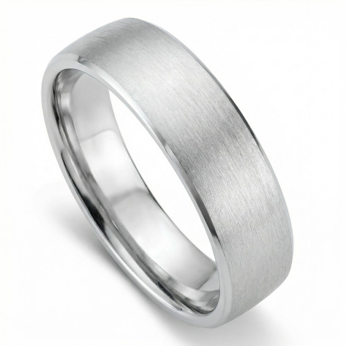 Men's Brushed Beveled Edge Weddign Band 14k Gold or Platinum