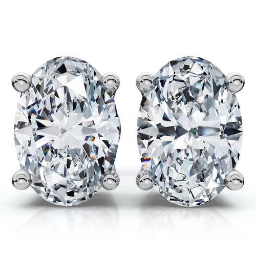 Oval Cut Diamond Prong Studs 14k Gold Lab Grown (E-F, VS)