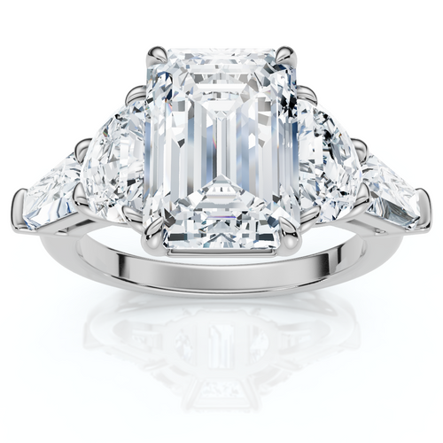 Certified 4 1/2Ct Tessa Emerald Engagement Ring 14k Gold Lab Grown (E-F, VS)
