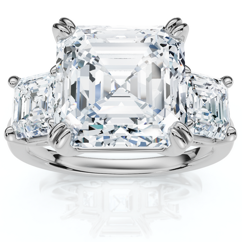 Certified 6Ct Asscher Cut Diamond Engagement Ring 14k Gold Lab Grown (E-F, VS)