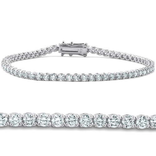 4Ct TW 14k White or Yellow Gold Round-Cut Diamond Tennis Bracelet 7" Women's (G-H, I2-I3)