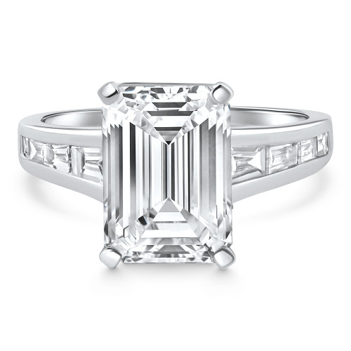 Certified 4 1/2Ct Emerald Diamond Baguette Engagement Ring 14k Gold Lab Grown (G-H, VS)