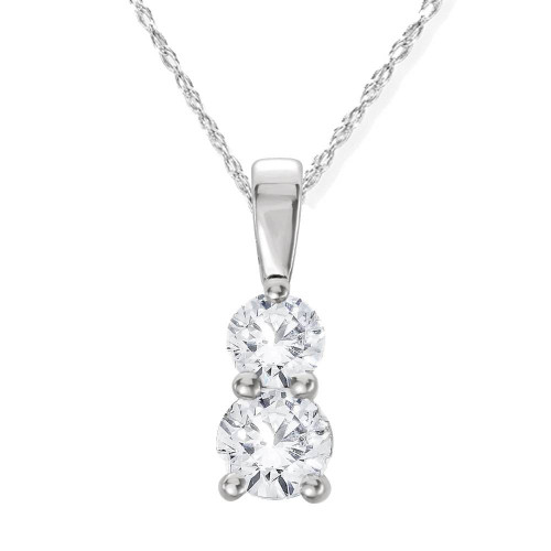 3/4CT TWo Stone Diamond Pendant 14K White Gold (H-I, I1) 3/4CT TWo Stone Diamond Pendant 14K White Gold (H-I, I1)