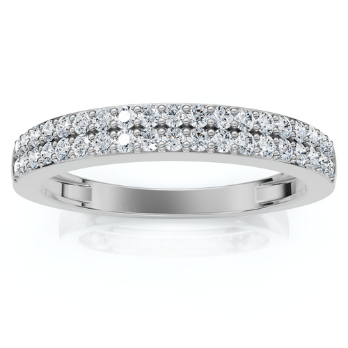 1/4Ct Pave Double Row Wedding Ring Stackable Band 10k Gold Lab Grown (E-F, VS)