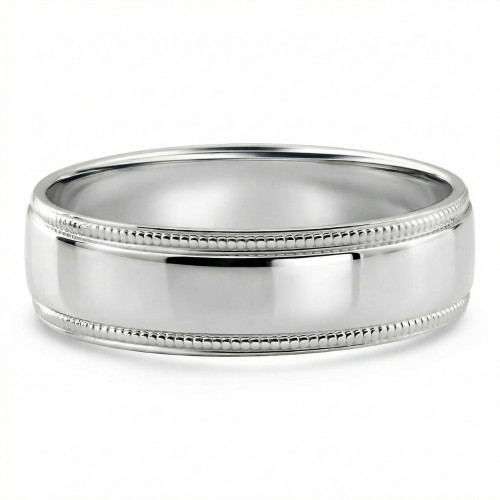 Men's Milgrain Polished Wedding Band 14k Gold or Platinum Ring