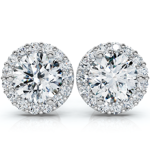 2 1/2Ct Diamond 14k Gold Lab Grown Halo Earrings (E-F, VS)