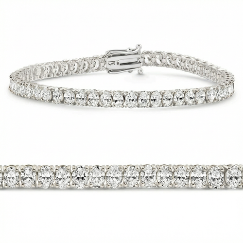 10Ct Oval Diamond Tennis Bracelet 14k Gold 7" Lab Grown (F-G, VS)