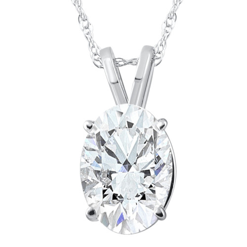 G/VS 2Ct Oval Diamond Solitaire Certified Lab Grown Diamond Pendant Necklace (G-H, VS)