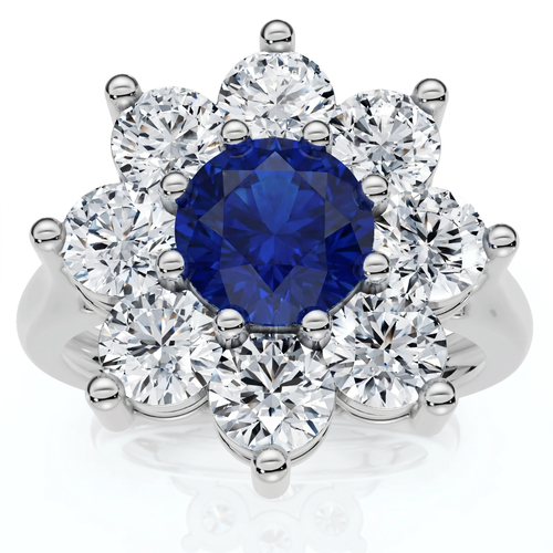 Azura 2.1Ct Blue Sapphire Diamond Ring 10K Gold Lab Grown (E-F, VS)