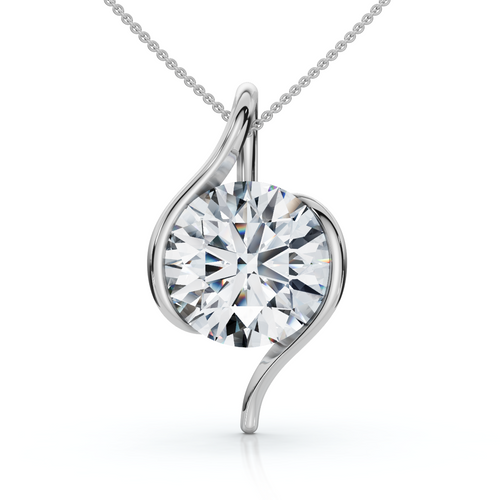 Certified 3Ct Diamond Molly Pendant 14k Gold Necklace 18" Lab Grown (E-F, VS)