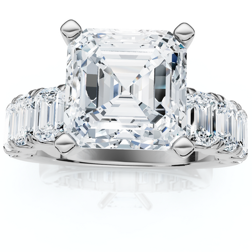 Certified Elara 5.5Ct Asscher & Emerald Diamond Engagement 14k Gold Lab Grown (E-F, VS)
