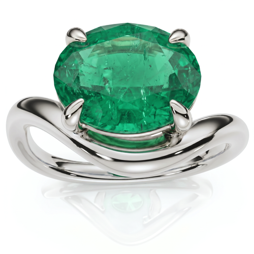 Certified 2.60Ct Emerald Oval Silhouette Ring 14k Gold Lab Grown
