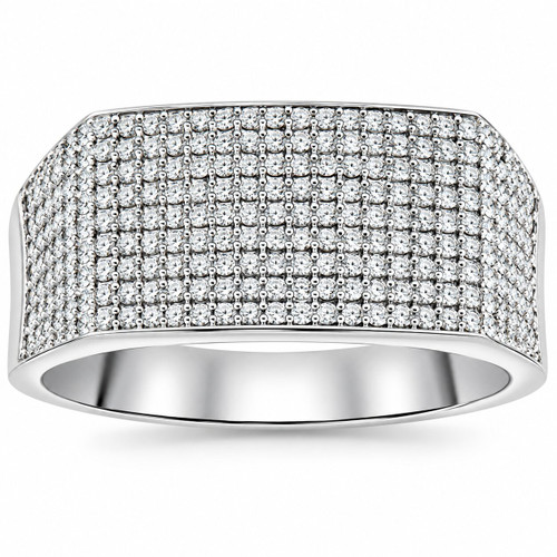 1Ct Diamond Men's White Gold Pave Wedding Ring Anniversary Band (I-J, I2-I3)