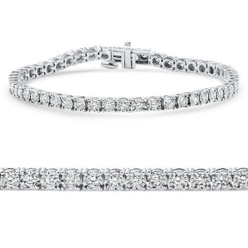 2Ct Diamond Tennis Bracelet 7" Double Lock Clasp Lab Grown 925 Silver (G-H, VS)